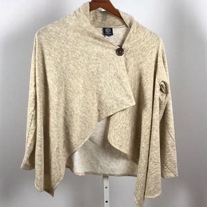 Bobeau beige stretch button cardigan shawl small